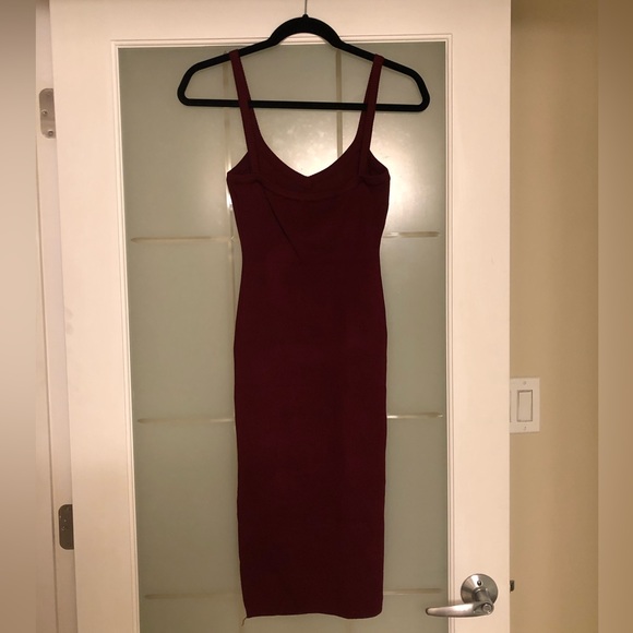Side Slit Sleeveless Knitted Dress - Red Wine - Picture 5 of 8